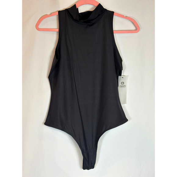 Mono b High Cowl Neck Sleeveless Bodysuit Black S - Picture 9 of 10